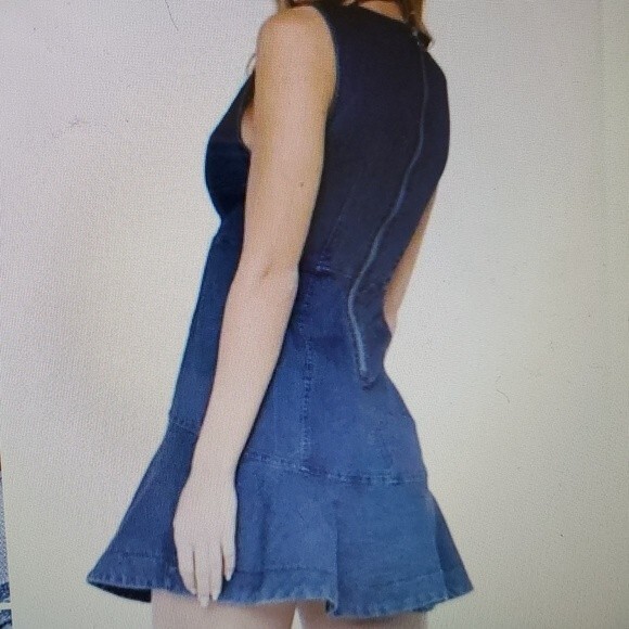 NWT FREE PEOPLE ALEX DENIM DRESS JUMPER SIZE 6 DARK WASH STRETCH STYLE F… - Picture 15 of 15